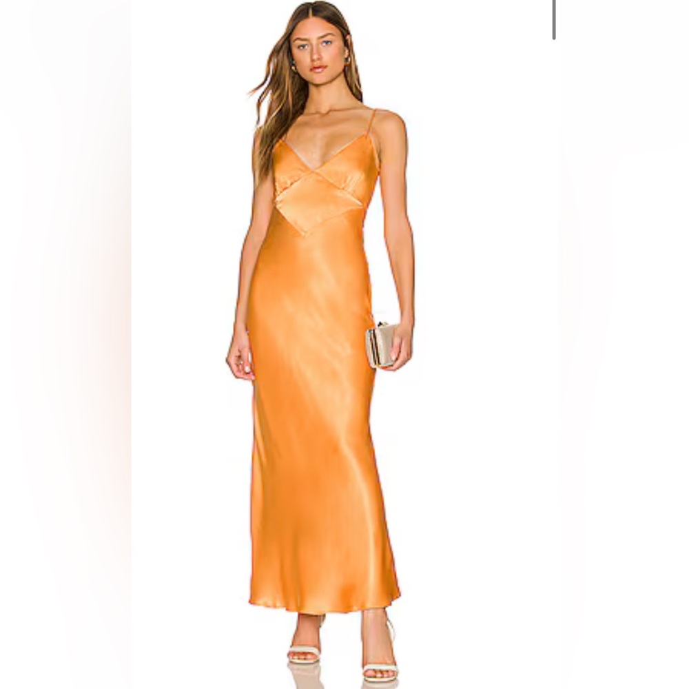 Bardot Orange Maxi Dress Spaghetti Strap V-Neck